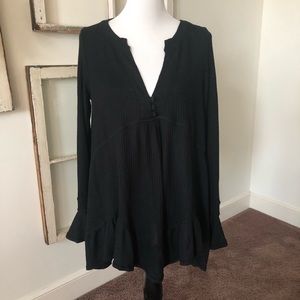 Free People NWT waffle knit top black XS